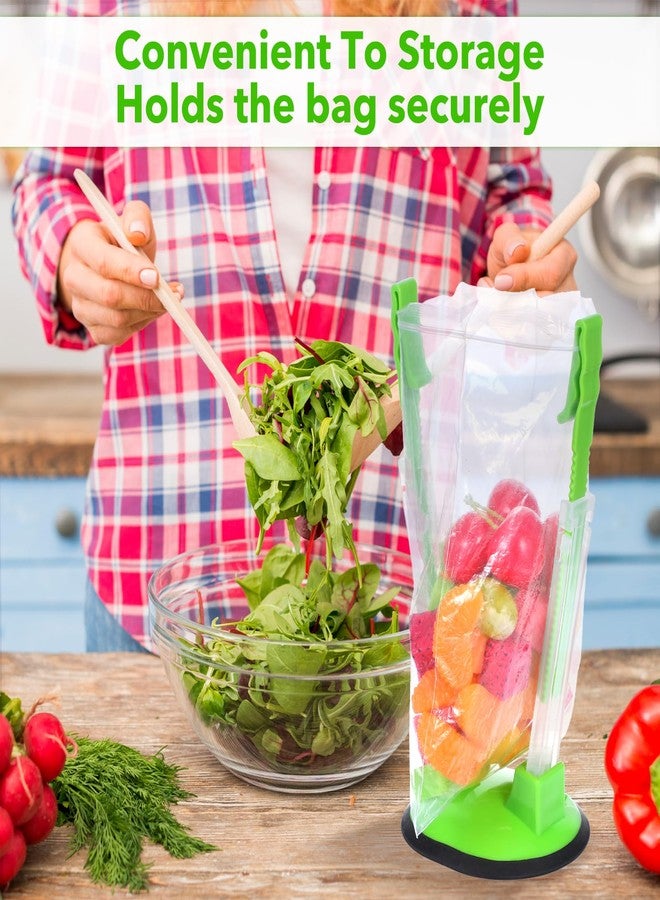 JOUTYFOR 12 Pack Baggy Rack Stand Adjustable Freezer Bag Holder Stand Ziplock Bag Holder for Filling With No Food Spills or Kitchen Mess (Green) - Image 4
